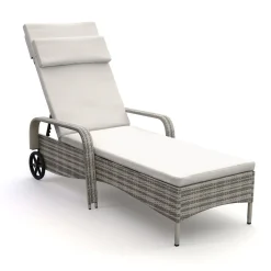 Liegestuhl Rattan MAYA grau