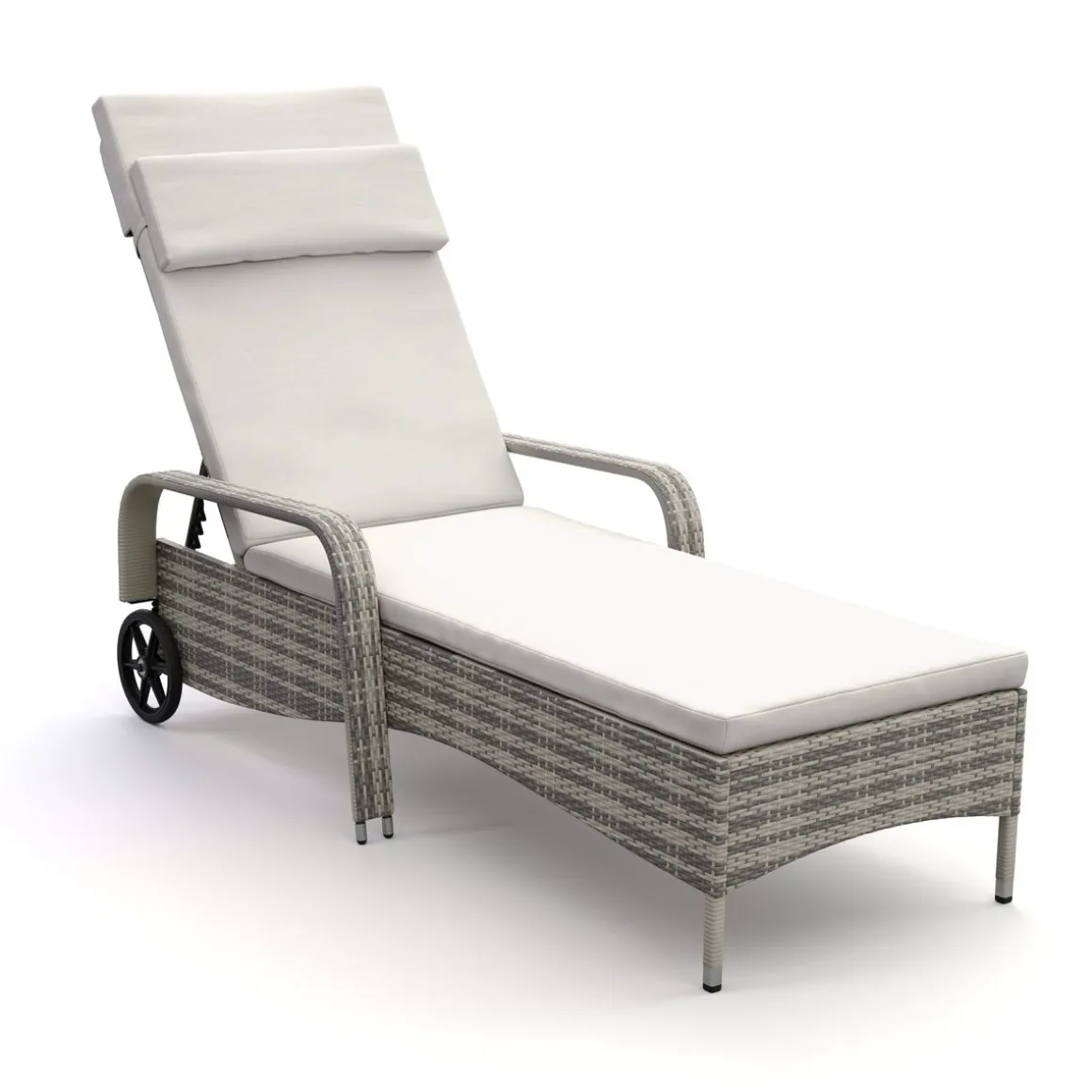 Liegestuhl Rattan MAYA grau