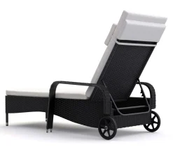 Liegestuhl Rattan MAYA schwarz