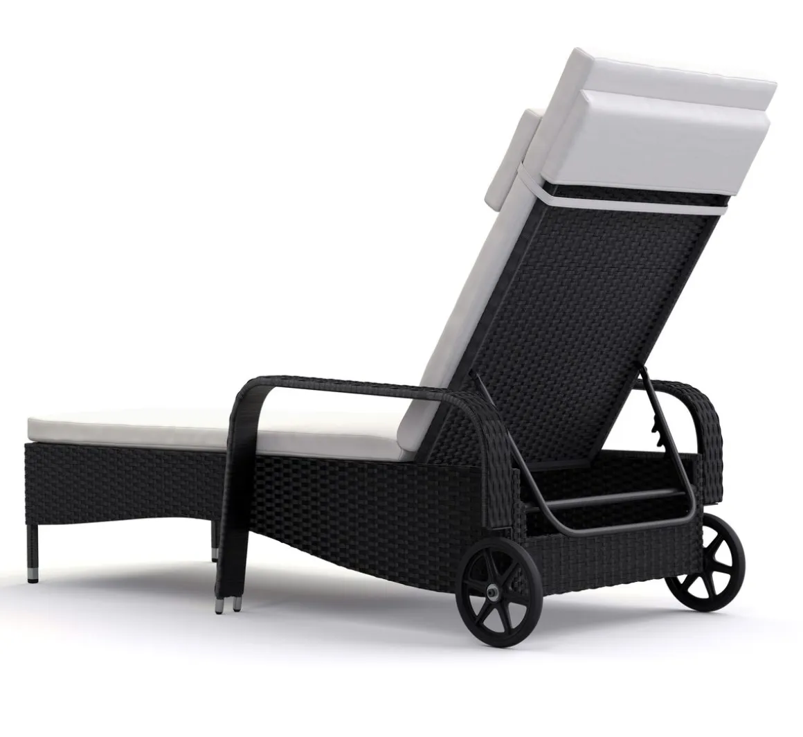 Liegestuhl Rattan MAYA schwarz