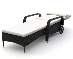 Liegestuhl Rattan MAYA schwarz