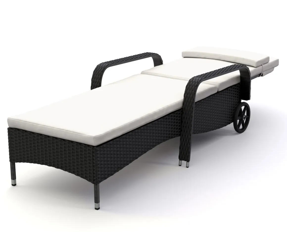 Liegestuhl Rattan MAYA schwarz