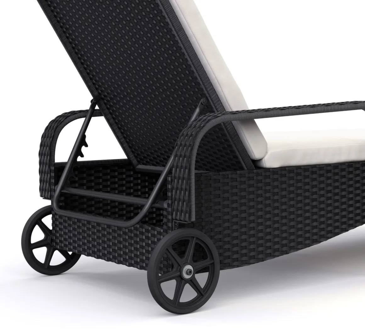 Liegestuhl Rattan MAYA schwarz