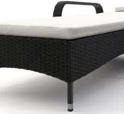 Liegestuhl Rattan MAYA schwarz
