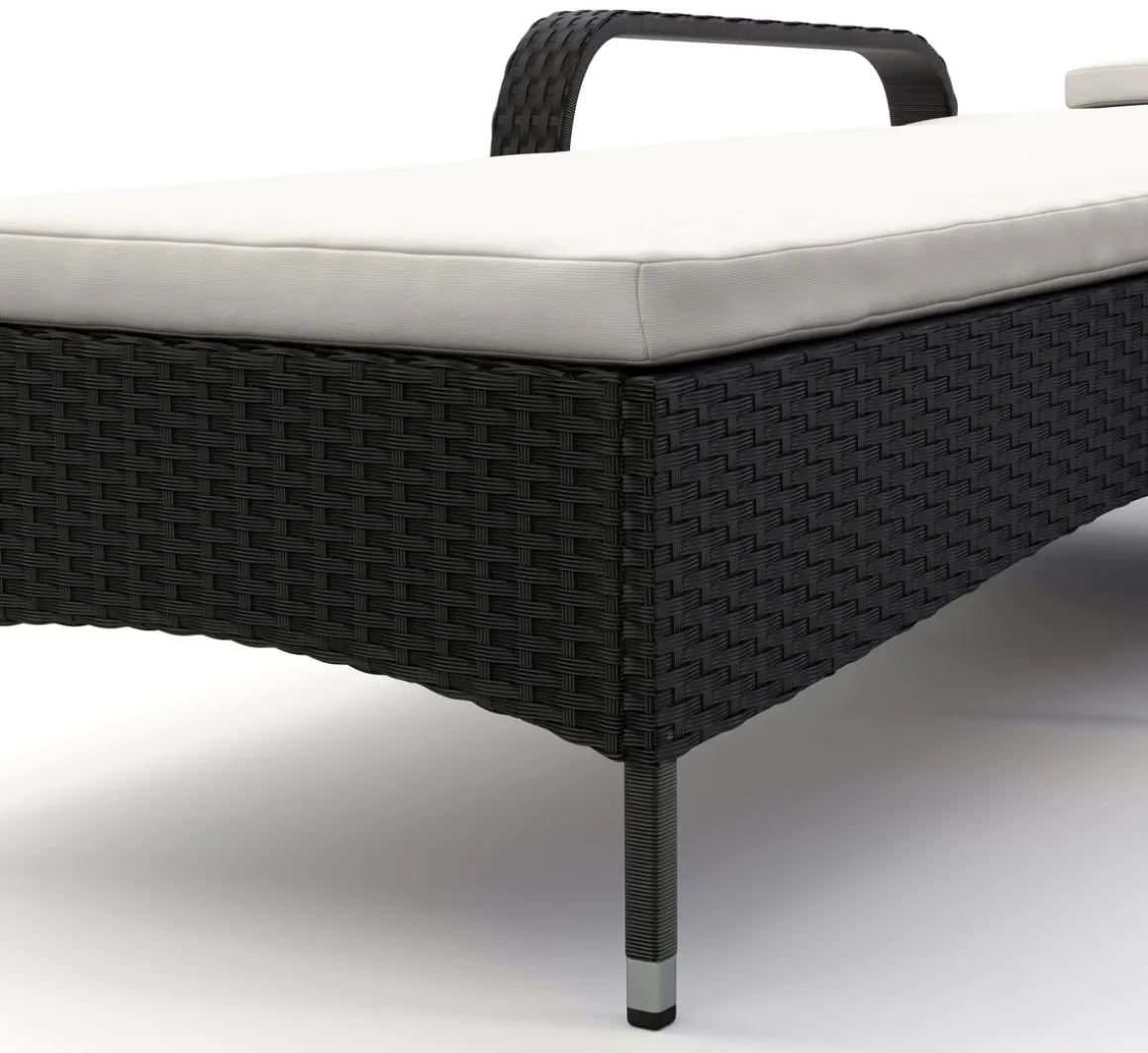 Liegestuhl Rattan MAYA schwarz