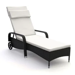 Liegestuhl Rattan MAYA schwarz
