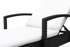 Liegestuhl Rattan TIMEA schwarz/weiss
