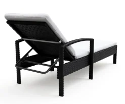 Liegestuhl Rattan TIMEA schwarz/weiss