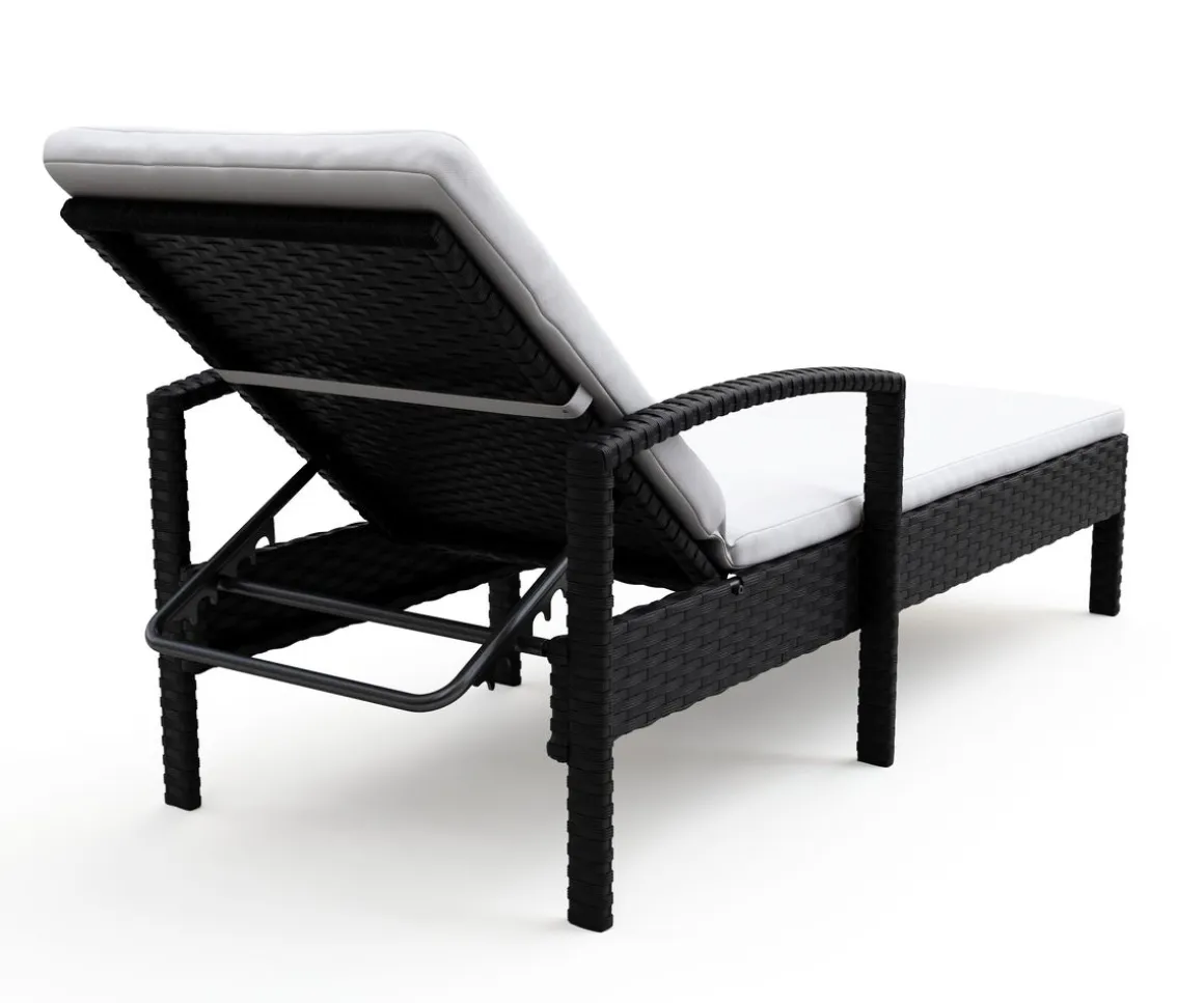 Liegestuhl Rattan TIMEA schwarz/weiss