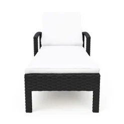 Liegestuhl Rattan TIMEA schwarz/weiss