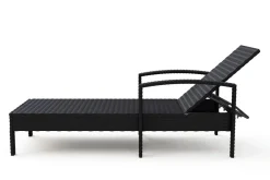 Liegestuhl Rattan TIMEA schwarz/weiss