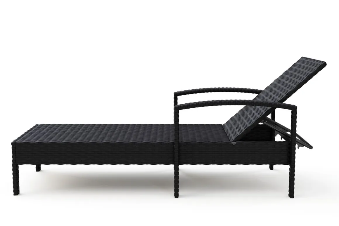 Liegestuhl Rattan TIMEA schwarz/weiss