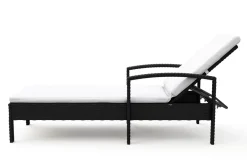 Liegestuhl Rattan TIMEA schwarz/weiss
