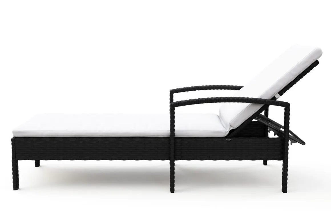 Liegestuhl Rattan TIMEA schwarz/weiss