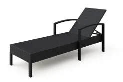 Liegestuhl Rattan TIMEA schwarz/weiss