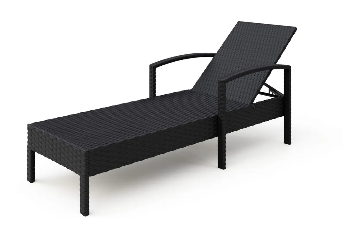 Liegestuhl Rattan TIMEA schwarz/weiss