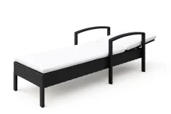 Liegestuhl Rattan TIMEA schwarz/weiss