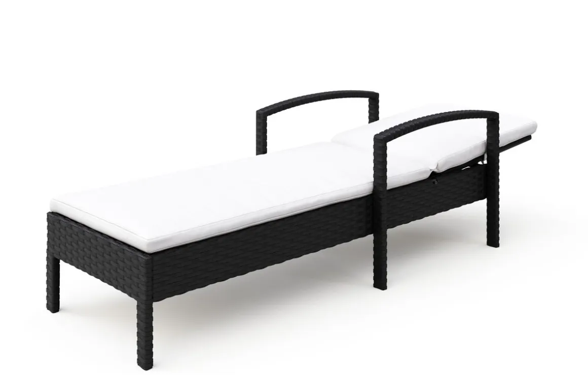 Liegestuhl Rattan TIMEA schwarz/weiss