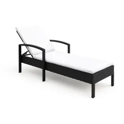Liegestuhl Rattan TIMEA schwarz/weiss