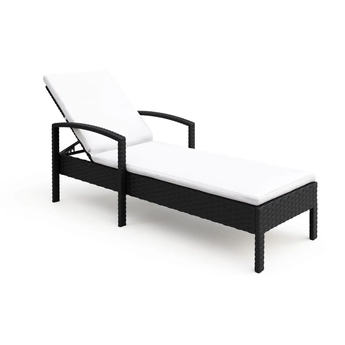 Liegestuhl Rattan TIMEA schwarz/weiss