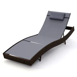 Liegestuhl Rattan WAVE braun