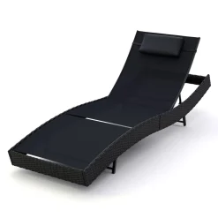 Liegestuhl Rattan WAVE schwarz