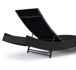 Liegestuhl Rattan WAVE schwarz
