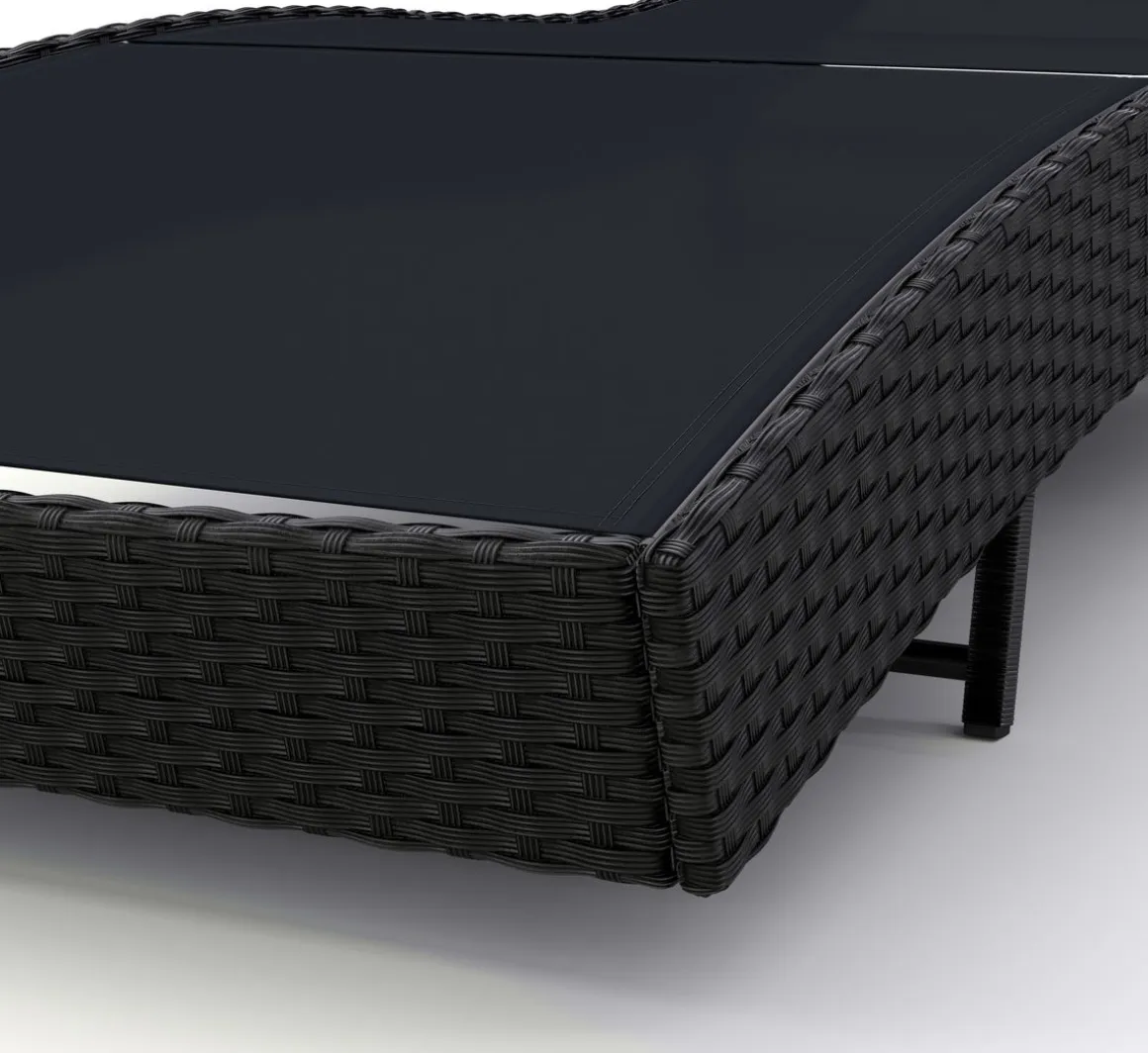 Liegestuhl Rattan WAVE schwarz