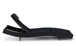 Liegestuhl Rattan WAVE schwarz