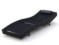 Liegestuhl Rattan WAVE schwarz