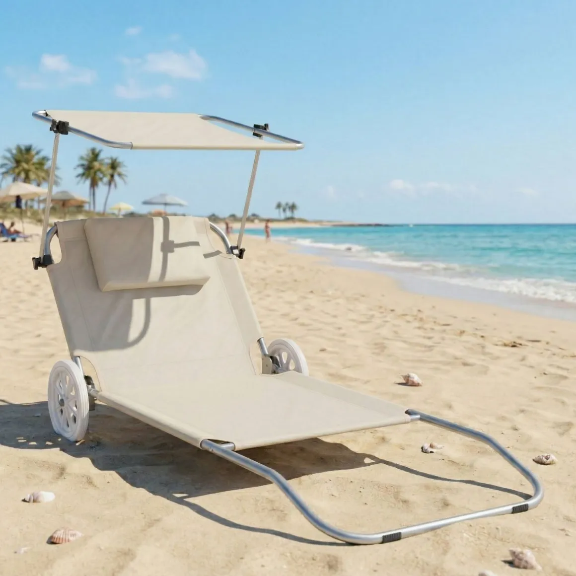 Liegestuhl SALINE mit Rollen beige
