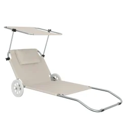 Liegestuhl SALINE mit Rollen beige