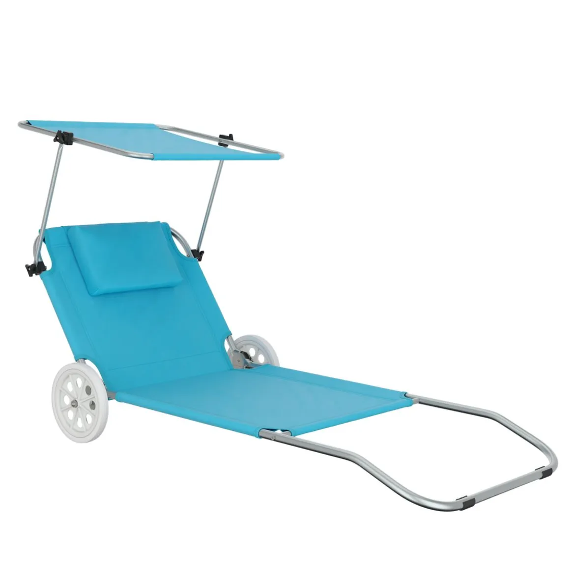 Liegestuhl SALINE mit Rollen hellblau
