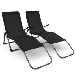 Liegestuhl schwarz 2er Set