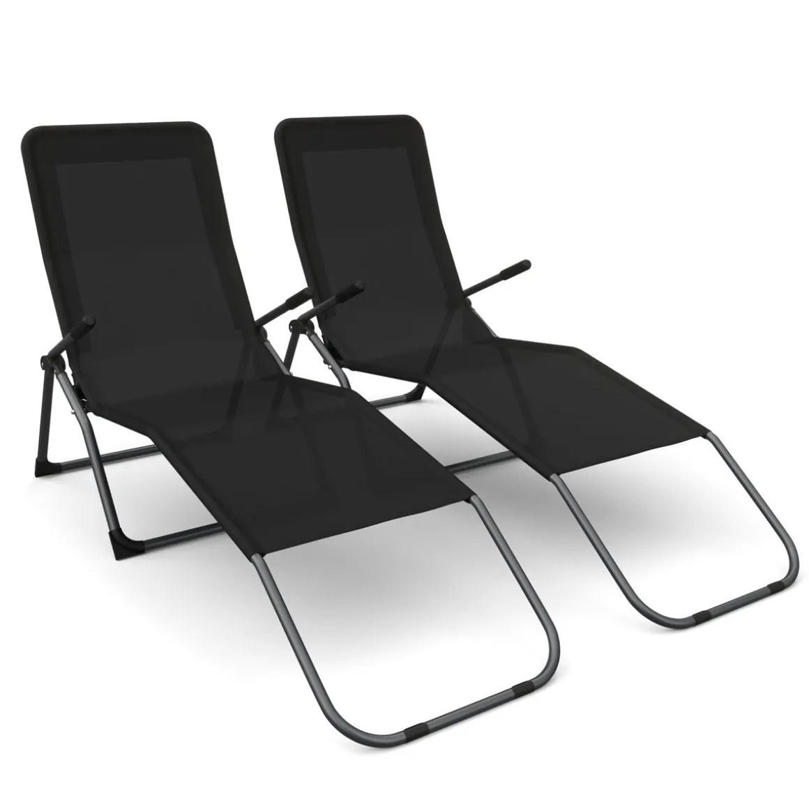 Liegestuhl schwarz 2er Set