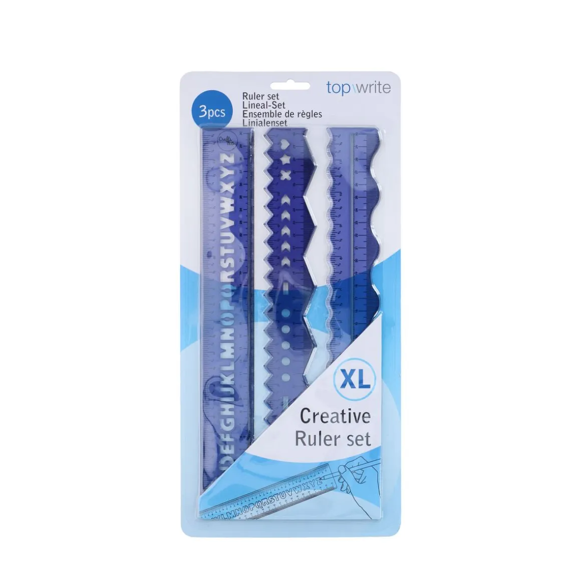 Lineal Set 30 cm 3-teilig blau