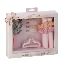 Lockenband mit Haarbürste Set 9-teilig rosa/creme