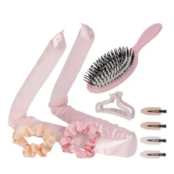 Lockenband mit Haarbürste Set 9-teilig rosa/creme