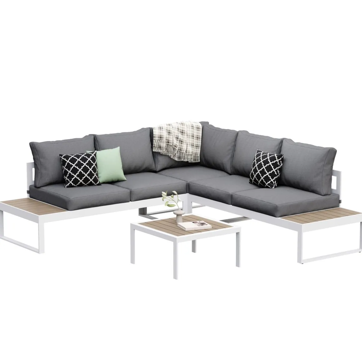 Lounge CAMILA anthrazit/weiss/braun