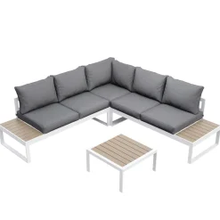 Lounge CAMILA anthrazit/weiss/braun