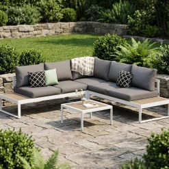 Lounge CAMILA anthrazit/weiss/braun