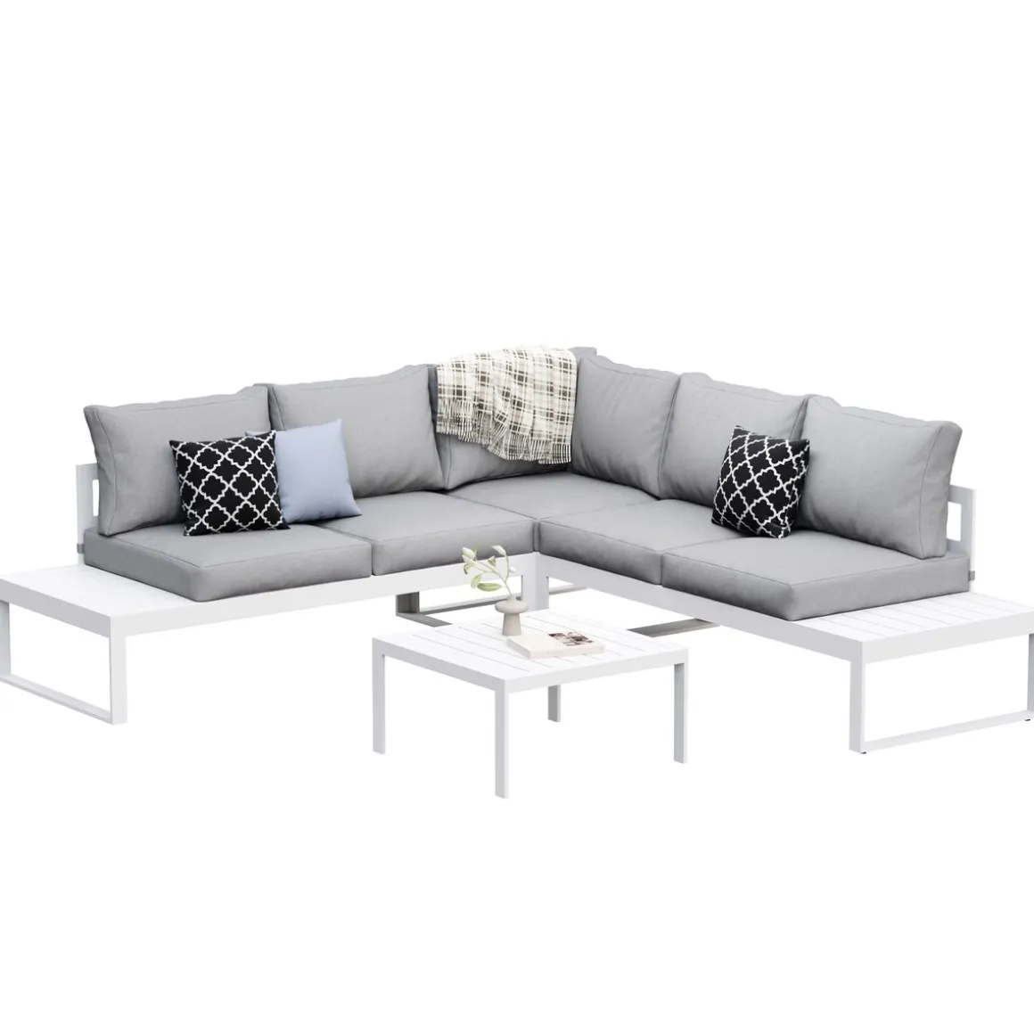 Lounge CAMILA hellgrau/weiss