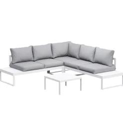 Lounge CAMILA hellgrau/weiss
