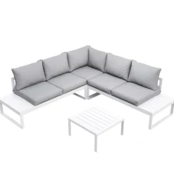 Lounge CAMILA hellgrau/weiss