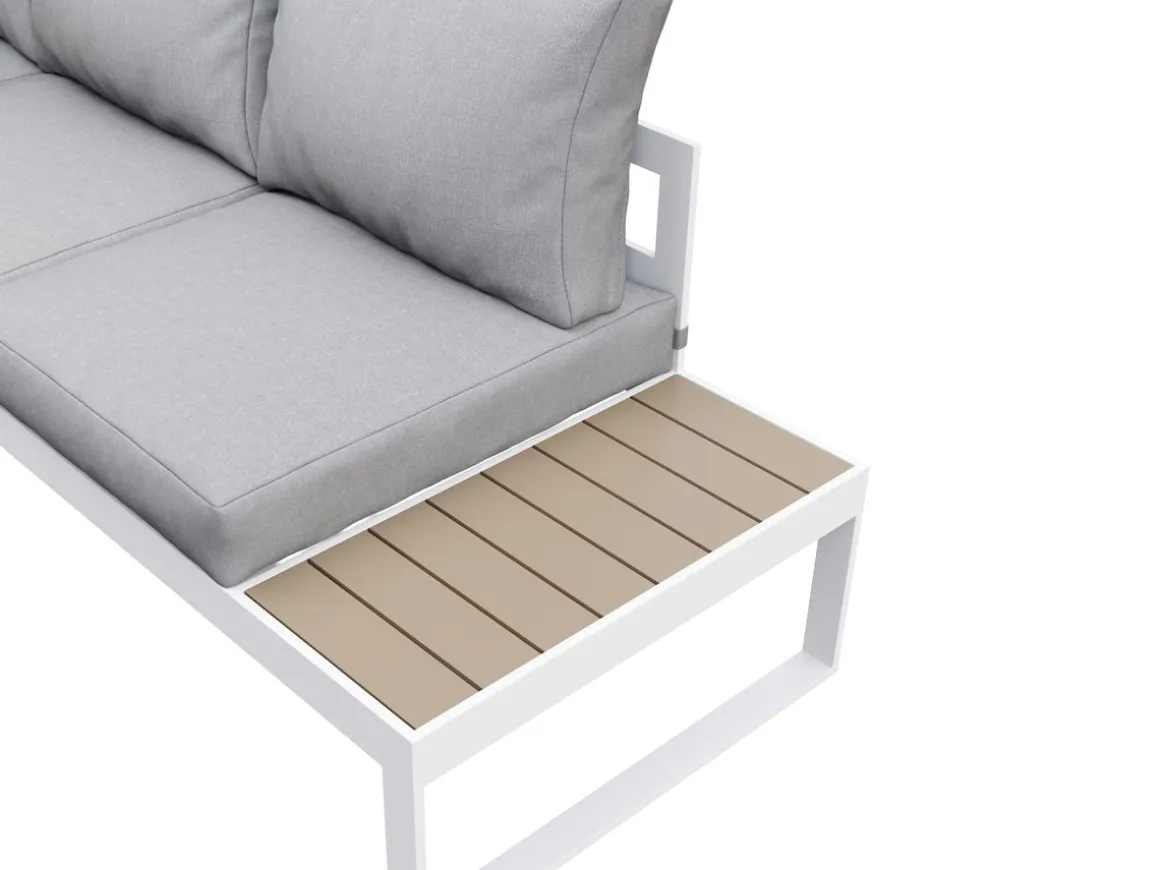 Lounge CAMILA hellgrau/weiss/braun