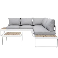 Lounge CAMILA hellgrau/weiss/braun