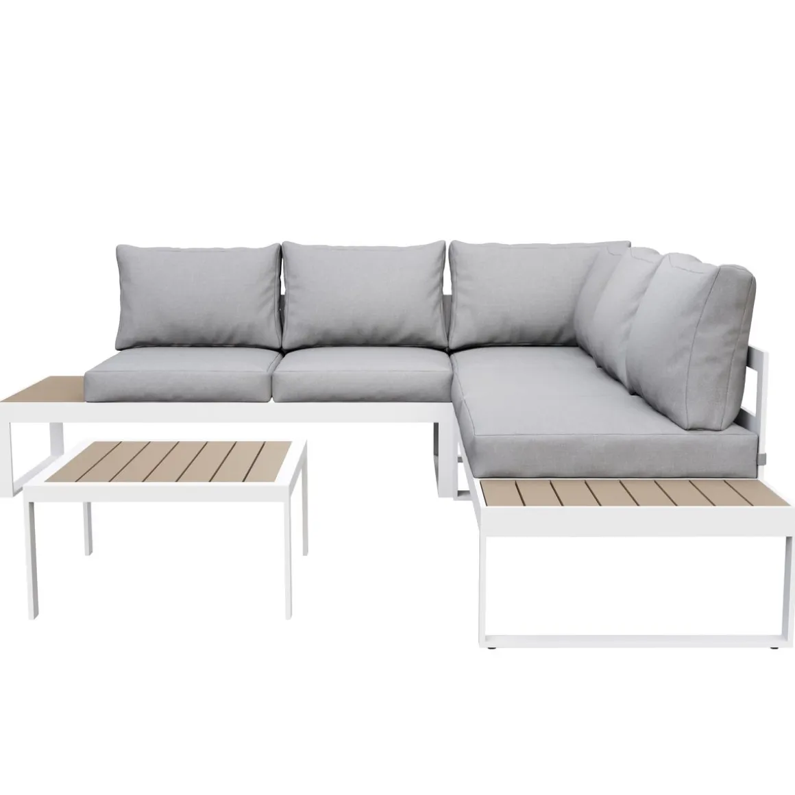 Lounge CAMILA hellgrau/weiss/braun