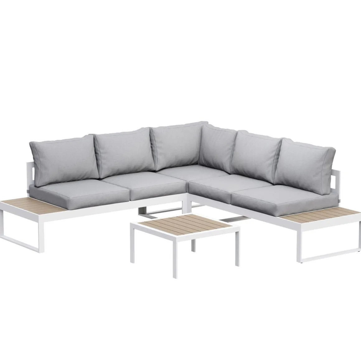 Lounge CAMILA hellgrau/weiss/braun