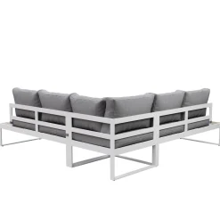 Lounge CAMILA hellgrau/weiss/braun