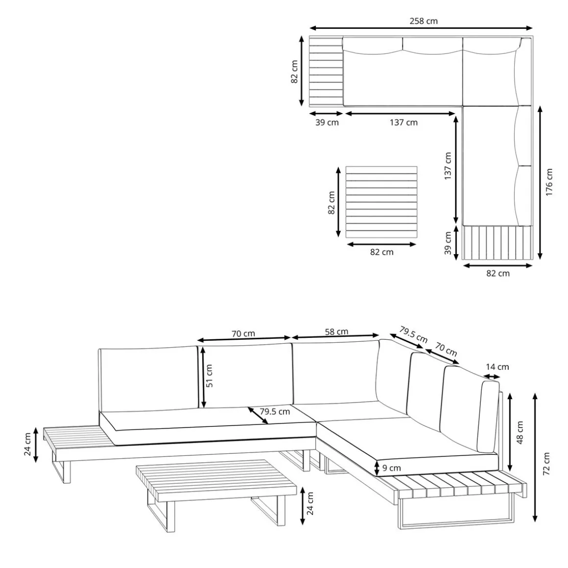 Lounge Holz ALCAZAR natur/anthrazit